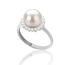 8-9mm AAAA Quality Freshwater Cultured Pearl Ring in Dreama White