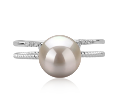 8-9mm AAA Quality Japanese Akoya Cultured Pearl Ring in Rahara White