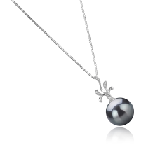 12-13mm AAA Quality Tahitian Cultured Pearl Pendant in Ebony Black