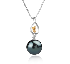 11-12mm AAA Quality Tahitian Cultured Pearl Pendant in Caresse Black