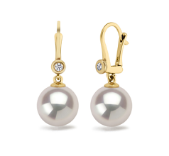 7.5-8mm AAA Quality Japanese Akoya Cultured Pearl Earring Pair in Illuminate White