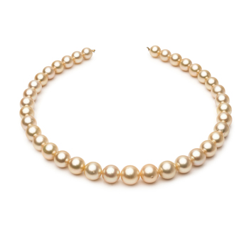 9.6-12.6mm AA+ Quality South Sea Cultured Pearl Necklace in 18-inch Gold