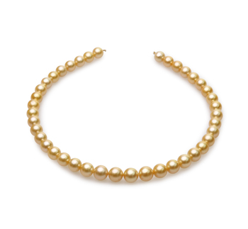 9-11.4mm AA Quality South Sea Cultured Pearl Necklace in 18-inch Gold