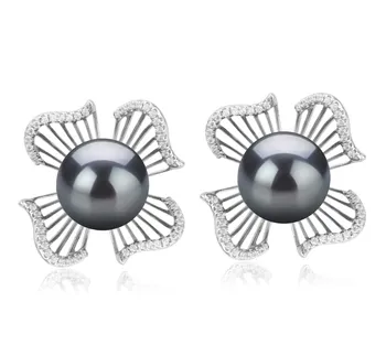 10-11mm AAA Quality Tahitian Cultured Pearl Earring Pair in Abigail Black 10-11mm AAA Quality Tahitian Cultured Pearl Earring Pair in Abigail Black