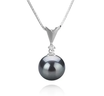9-10mm AAA Quality Tahitian Cultured Pearl Pendant in Ailani Black
