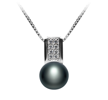 8-9mm AAA Quality Freshwater Cultured Pearl Pendant in Alina Black