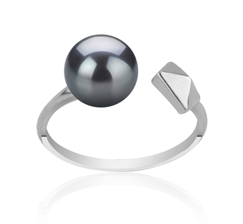 7-8mm AAAA Quality Freshwater Cultured Pearl Ring in Alma Black