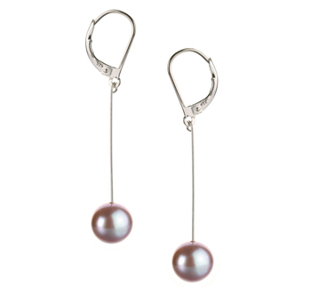 8-9mm AA Quality Freshwater Cultured Pearl Earring Pair in Amy Lavender