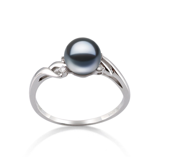 6-7mm AAAA Quality Freshwater Cultured Pearl Ring in Andrea Black