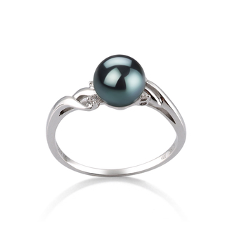 6-7mm AAA Quality Japanese Akoya Cultured Pearl Ring in Andrea Black