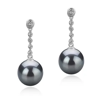 9-10mm AAA Quality Tahitian Cultured Pearl Earring Pair in Ariel Black 9-10mm AAA Quality Tahitian Cultured Pearl Earring Pair in Ariel Black