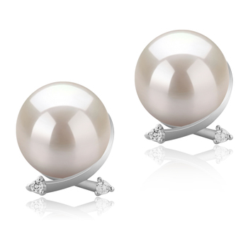 10-11mm AAAA Quality Freshwater Cultured Pearl Earring Pair in Berry White