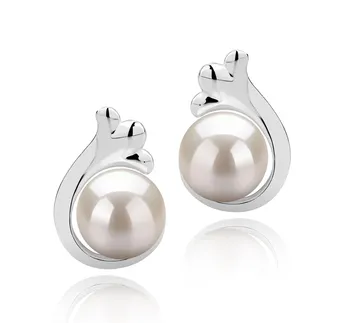 7-8mm AAA Quality Freshwater Cultured Pearl Earring Pair in Bikita White