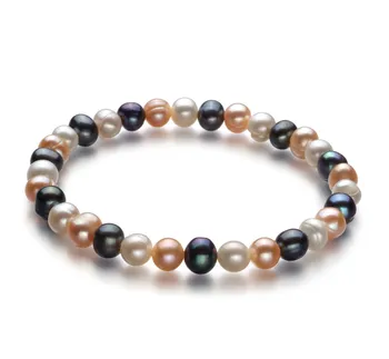 6-7mm A Quality Freshwater Cultured Pearl Bracelet in Bliss Multicolor