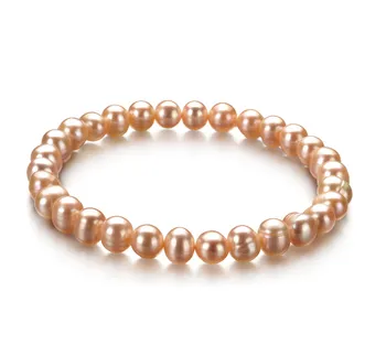 6-7mm A Quality Freshwater Cultured Pearl Bracelet in Bliss Pink