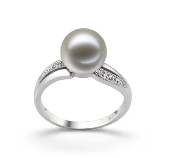 9-10mm AAAA Quality Freshwater Cultured Pearl Ring in Caroline White 9-10mm AAAA Quality Freshwater Cultured Pearl Ring in Caroline White