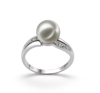 7-8mm AAA Quality Japanese Akoya Cultured Pearl Ring in Caroline White