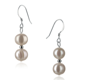 6-7mm A Quality Freshwater Cultured Pearl Earring Pair in Cerella White