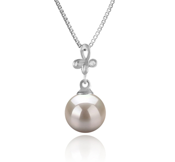 7-8mm AA Quality Japanese Akoya Cultured Pearl Pendant in Coralie White