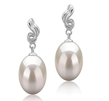 9-10mm AAA Quality Freshwater Cultured Pearl Earring Pair in Deborah White