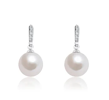 12-13mm AA+ Quality Freshwater - Edison Cultured Pearl Earring Pair in Edison Dangle White