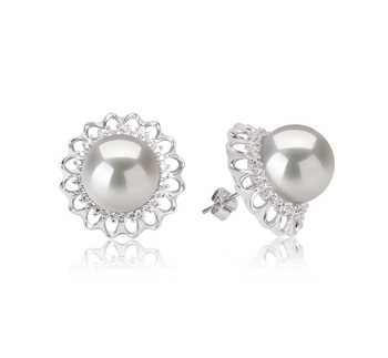 12-13mm AA+ Quality Freshwater - Edison Cultured Pearl Earring Pair in Edison Margot White