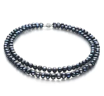 6-7mm A Quality Freshwater Cultured Pearl Necklace in Eliana Black