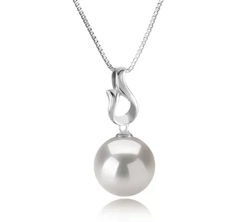 11-12mm AAAA Quality Freshwater - Edison Cultured Pearl Pendant in Elin White