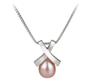 7-8mm AA Quality Freshwater Cultured Pearl Pendant in Empress Pink