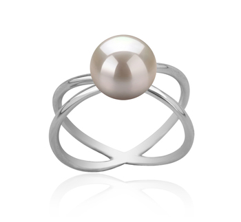 8-9mm AAA Quality Freshwater Cultured Pearl Ring in Esty White