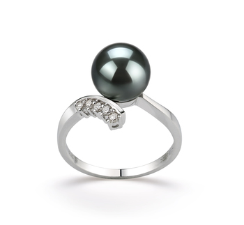 8-9mm AAA Quality Tahitian Cultured Pearl Ring in Grace Black