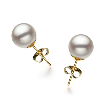 8.5-9mm Hanadama - AAAA Quality Japanese Akoya Cultured Pearl Earring Pair in Hanadama White