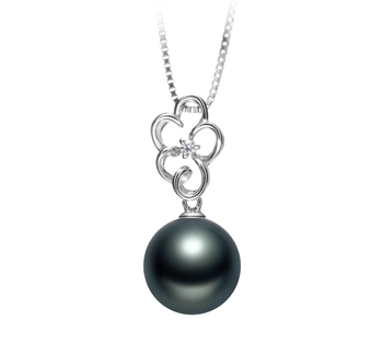 10-11mm AAA Quality Tahitian Cultured Pearl Pendant in Hilary Black