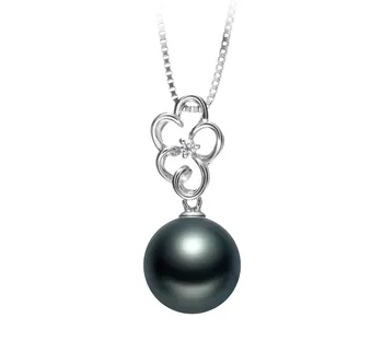 10-11mm AAA Quality Tahitian Cultured Pearl Pendant in Hilary Black