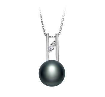 9-10mm AA Quality Freshwater Cultured Pearl Pendant in Hiriko Black