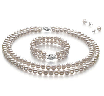 6-7mm A Quality Freshwater Cultured Pearl Set in Juliane White