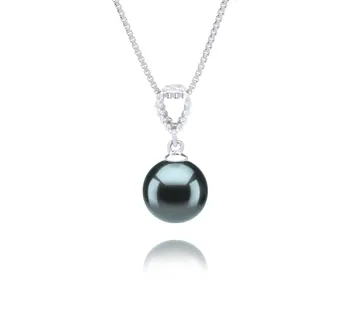 9-10mm AAA Quality Tahitian Cultured Pearl Pendant in Karen Black