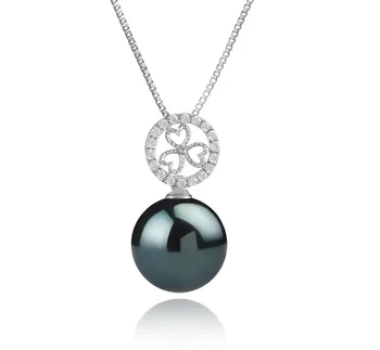 12-13mm AA Quality Tahitian Cultured Pearl Pendant in Klara Black 12-13mm AA Quality Tahitian Cultured Pearl Pendant in Klara Black