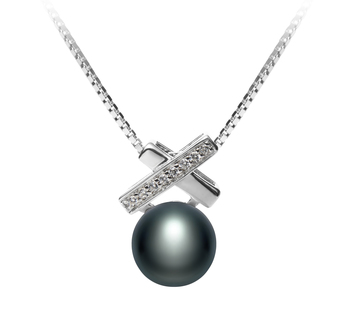 7-8mm AAA Quality Freshwater Cultured Pearl Pendant in Klarita Black