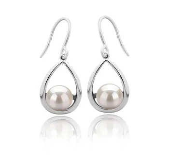 7-8mm AAAA Quality Freshwater Cultured Pearl Earring Pair in Marcia White