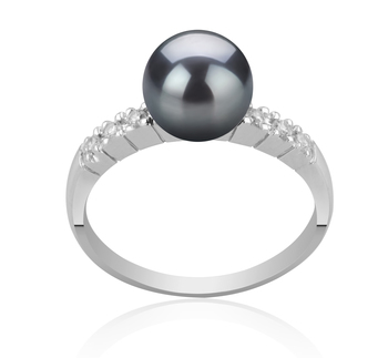 7-8mm AAA Quality Japanese Akoya Cultured Pearl Ring in Marian Black