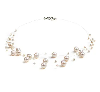3-9mm A Quality Freshwater Cultured Pearl Necklace in Mary White