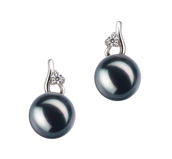 7-8mm AA Quality Japanese Akoya Cultured Pearl Earring Pair in Melissa Black