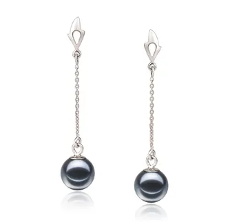 6-7mm AAAA Quality Freshwater Cultured Pearl Earring Pair in Misha Black 6-7mm AAAA Quality Freshwater Cultured Pearl Earring Pair in Misha Black