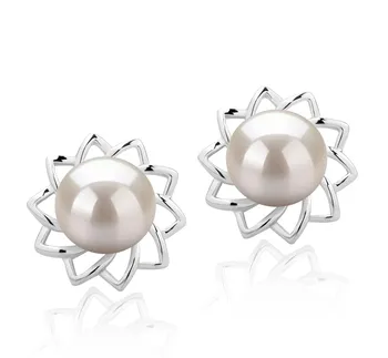 7-8mm AAAA Quality Freshwater Cultured Pearl Earring Pair in Morgan White