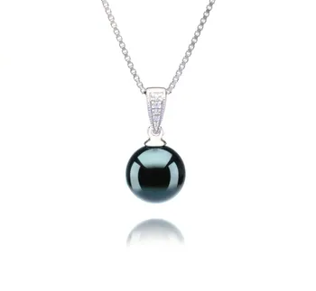 8-9mm AA Quality Japanese Akoya Cultured Pearl Pendant in Mosina Black 8-9mm AA Quality Japanese Akoya Cultured Pearl Pendant in Mosina Black