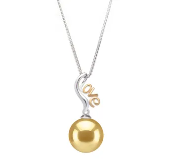 10-11mm AAA Quality South Sea Cultured Pearl Pendant in Nelia Gold
