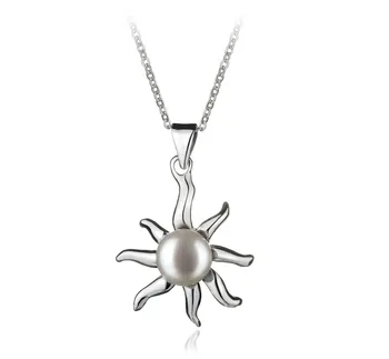 7-8mm AA Quality Freshwater Cultured Pearl Pendant in Nina White