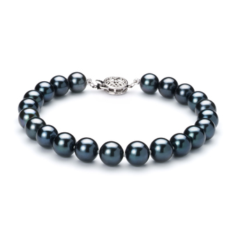 7.5-8mm AA Quality Japanese Akoya Cultured Pearl Bracelet in Black