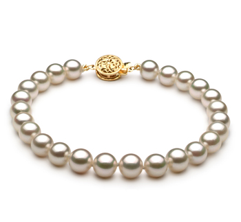 6.5-7mm AAA Quality Japanese Akoya Cultured Pearl Bracelet in White